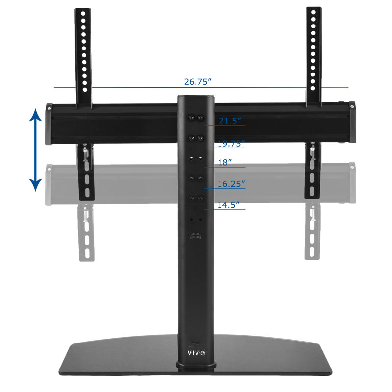 VIvo Universal Flat Screen TV Table Top Stand Glass Base Black Desktop Mount for Greater than 50
